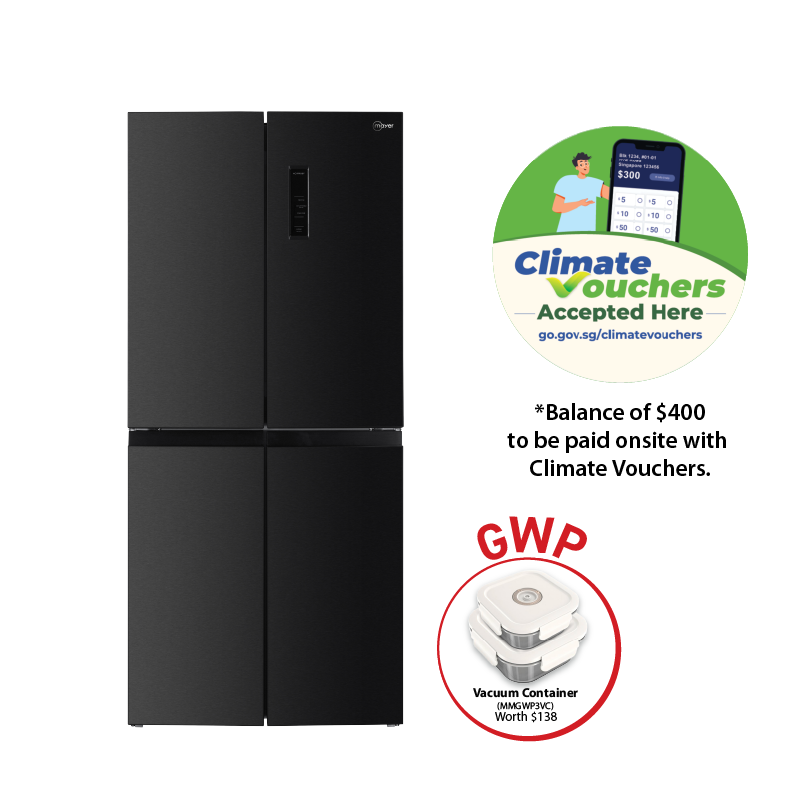 Mayer MMFF480BI multi-door bottom freezer refrigerator, 466 litres