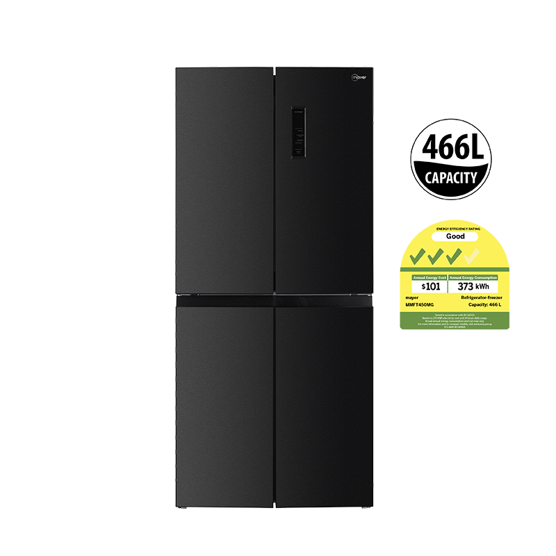 Mayer MMFF480BI multi-door bottom freezer refrigerator, further view 2