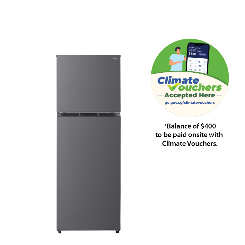 Mayer MMFT350MG two-door frost free top mount freezer refrigerator, 334 litres