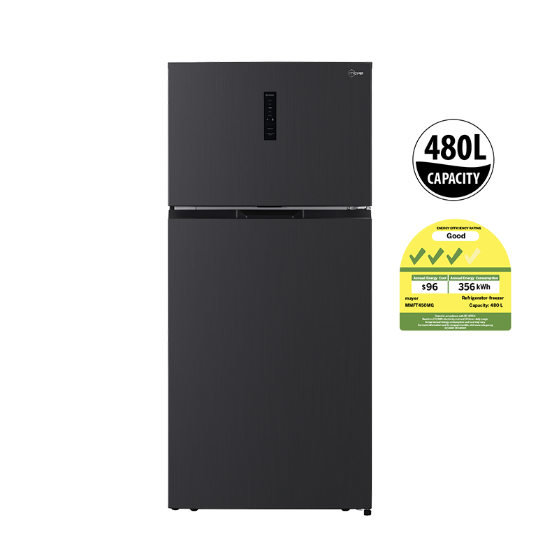 Mayer MMFT450MG two-door frost free top mount freezer refrigerator, further view 2