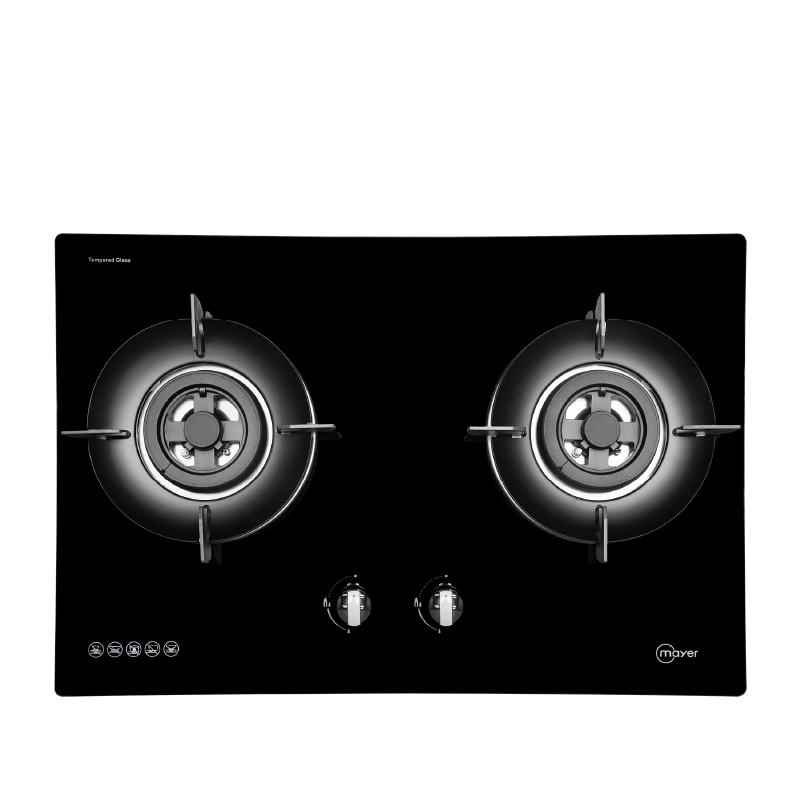 Mayer MMGH7502HI two-burner glass gas hob, LPG, 750 mm wide