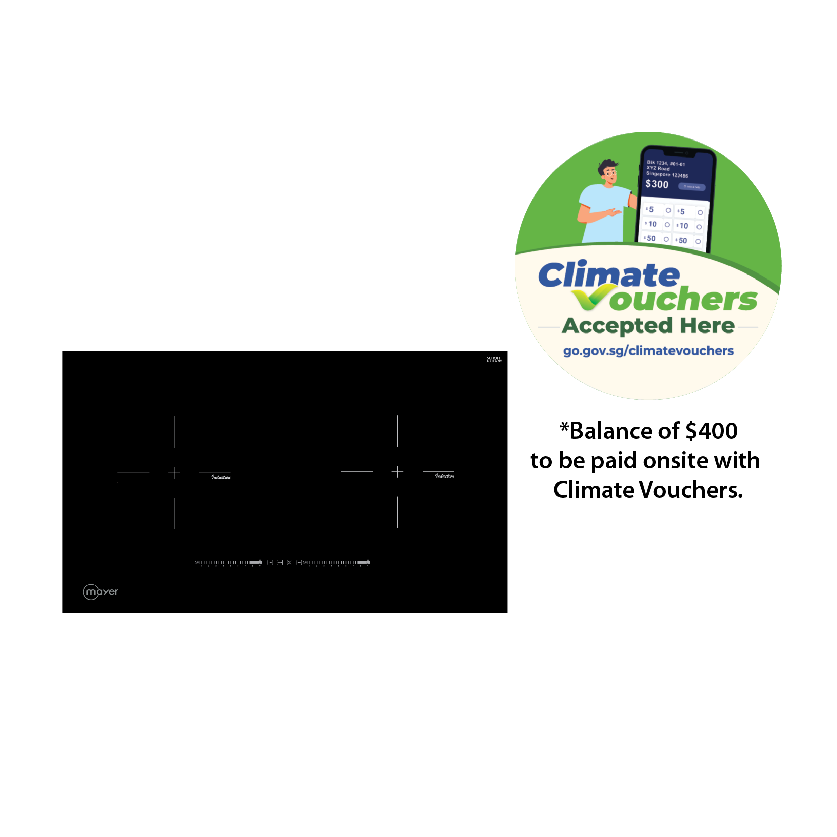 MMIH752CS 75cm 2 Zone Induction Hob with Slider