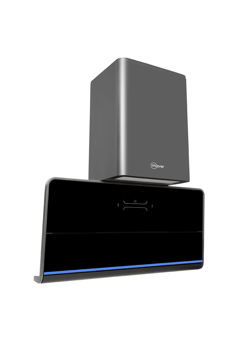 Mayer MMSH9099-BK flat cooker hood in gun metal and black, further view 5