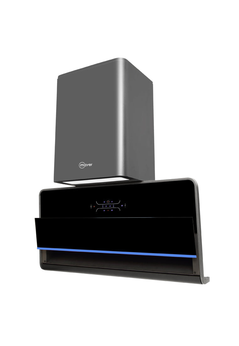 Mayer MMSH9099-BK flat cooker hood in gun metal and black, further view 3