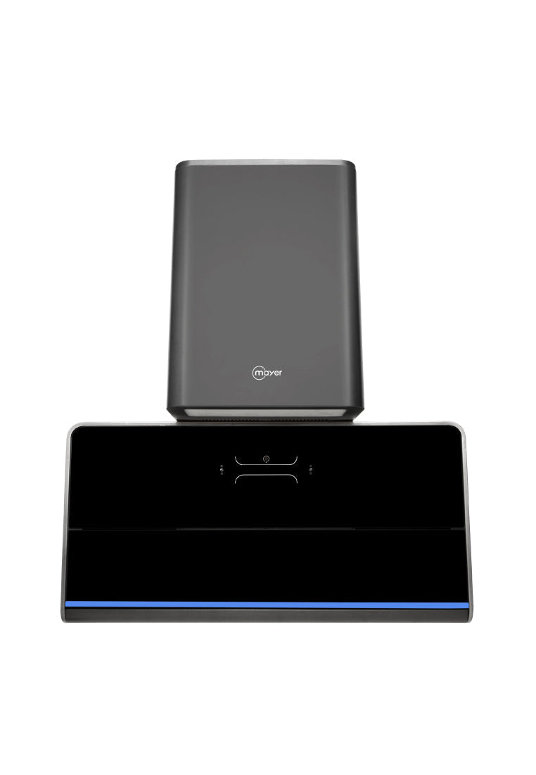 Mayer MMSH9099-BK flat cooker hood in gun metal and black, 895 mm wide