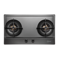 Mayer MMSS7721HI two-burner stainless steel gas hob in gun metal, LPG, 760 mm wide