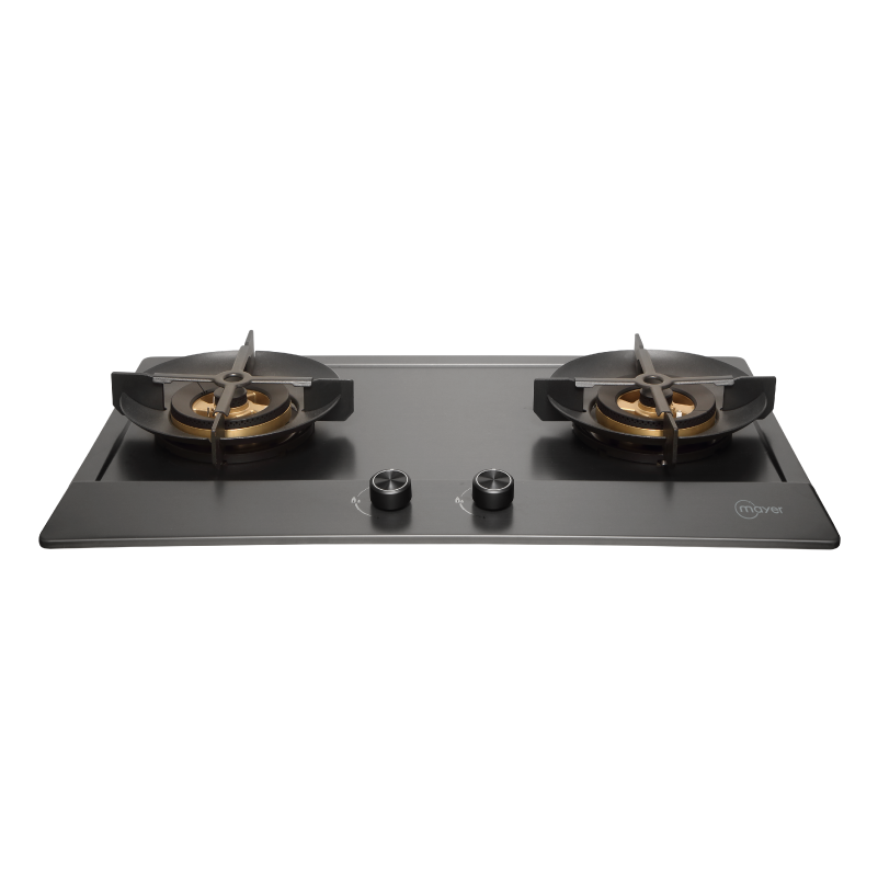 Mayer MMSS7721HI two-burner stainless steel gas hob in gun metal, LPG, further view 2