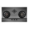 Mayer MMSS8831HI-GM three-burner stainless steel gas hob in gun metal, Town Gas, 860 mm wide