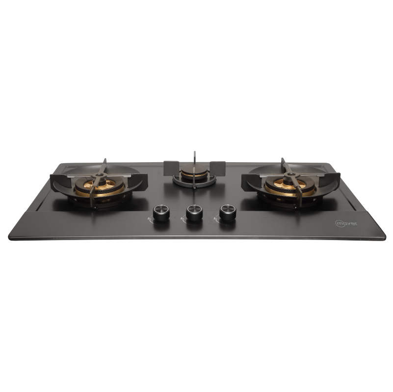 Mayer MMSS8831HI-GM three-burner stainless steel gas hob in gun metal, LPG, further view 2