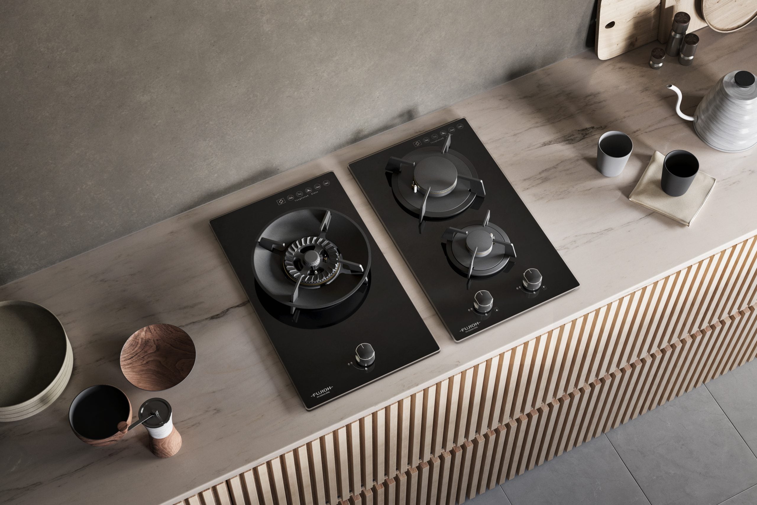 Fujioh FH-GS2525 SVGL two-burner domino gas hob, further view 3
