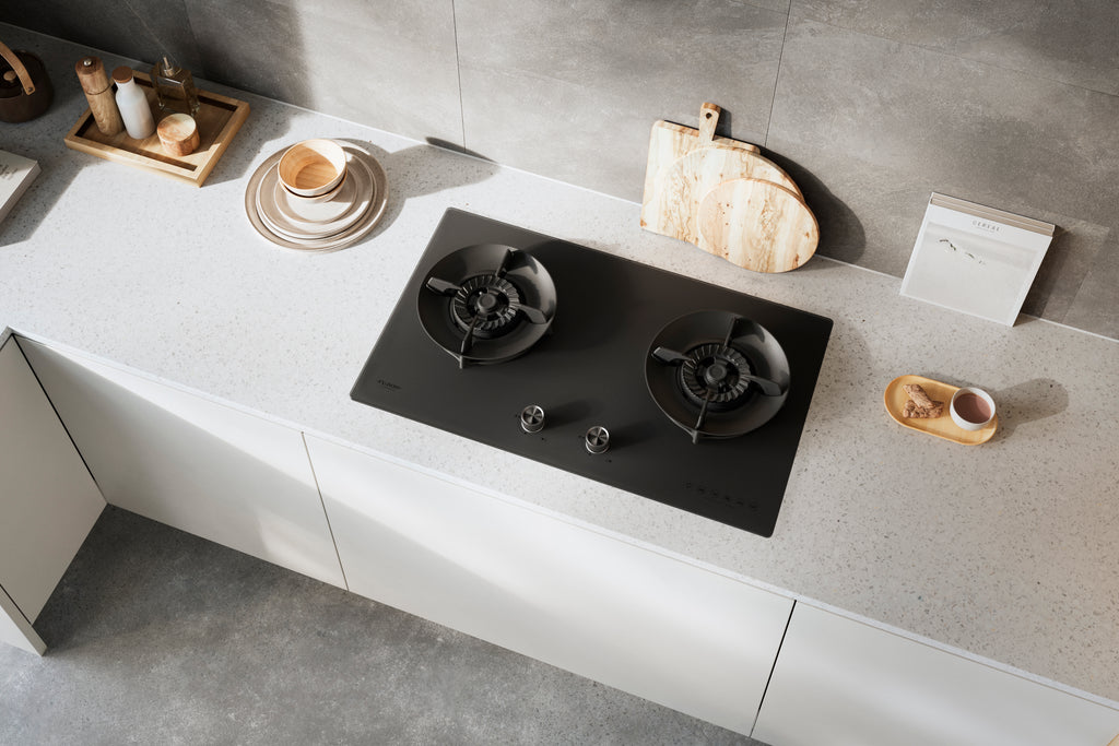Fujioh FH-GS6820 two-burner gas hob in black glass, further view 8
