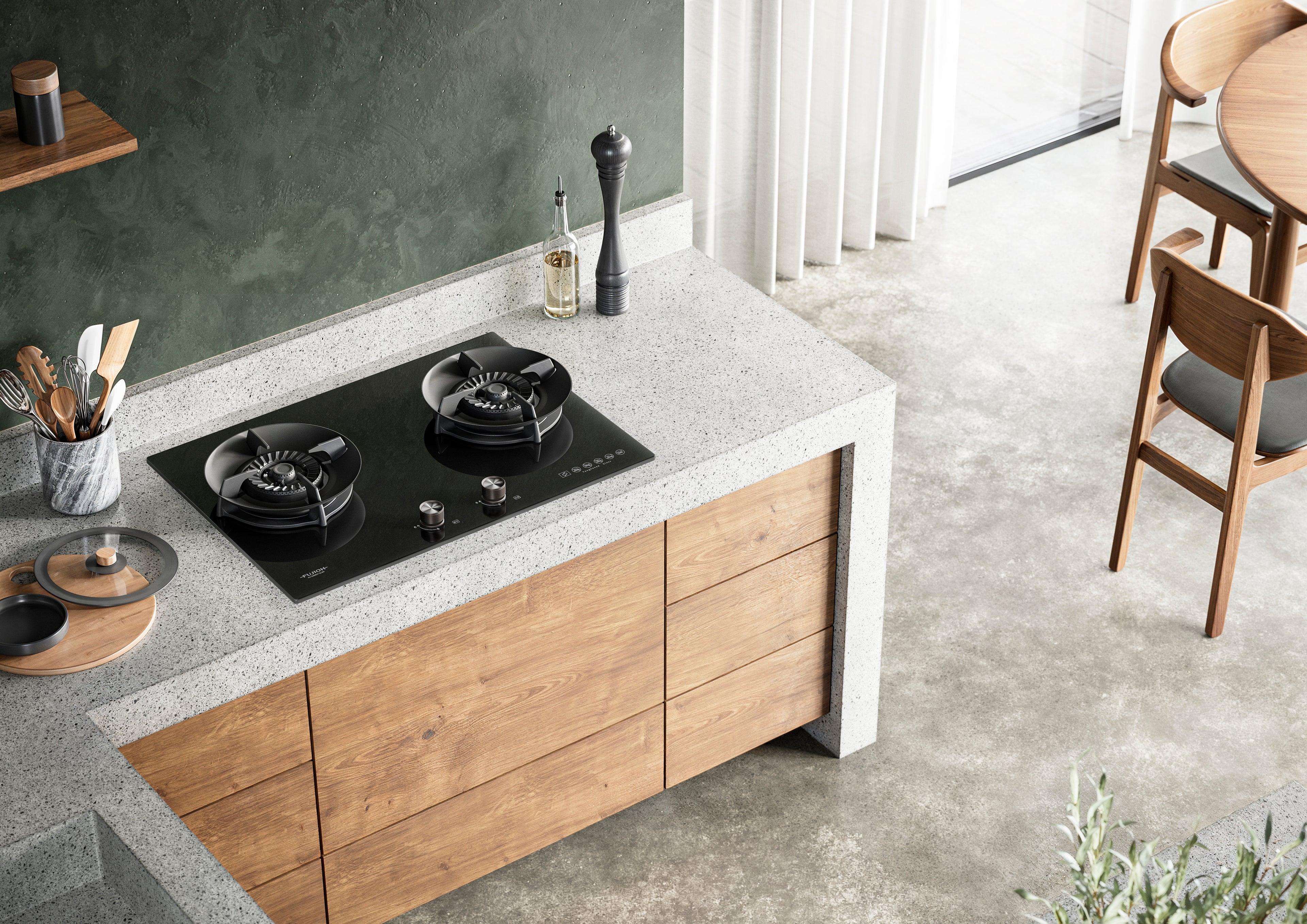 Fujioh FH-GS6827 GLBK two-burner gas hob, further view 4