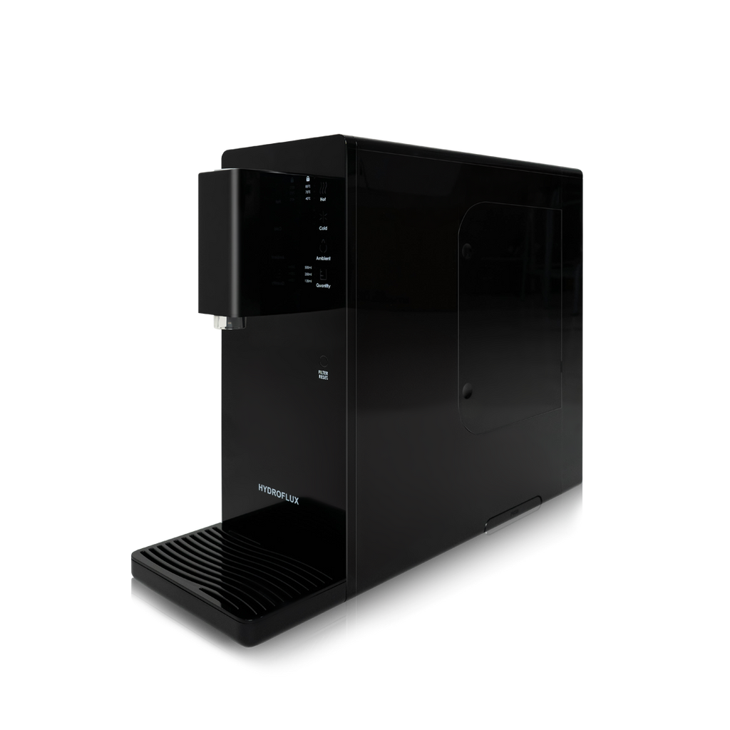Hydroflux PILSU compact water purifier in Shadow Black, further view 2