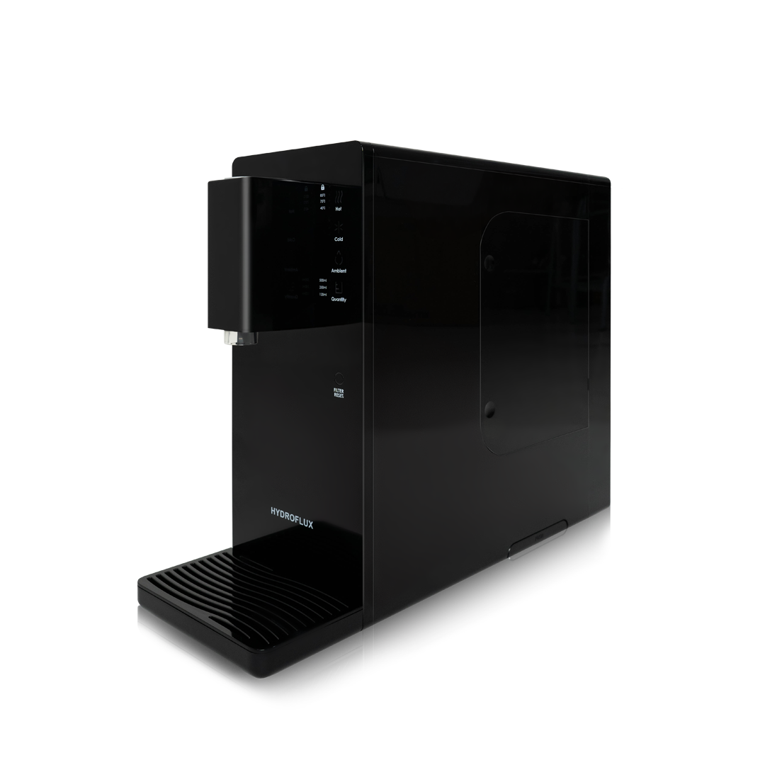 Hydroflux PILSU compact water purifier in Shadow Black, further view 2