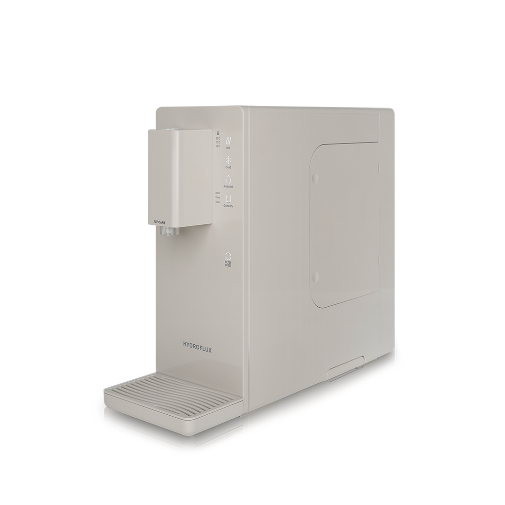 Hydroflux PILSU compact water purifier in Sandy Beige, further view 2