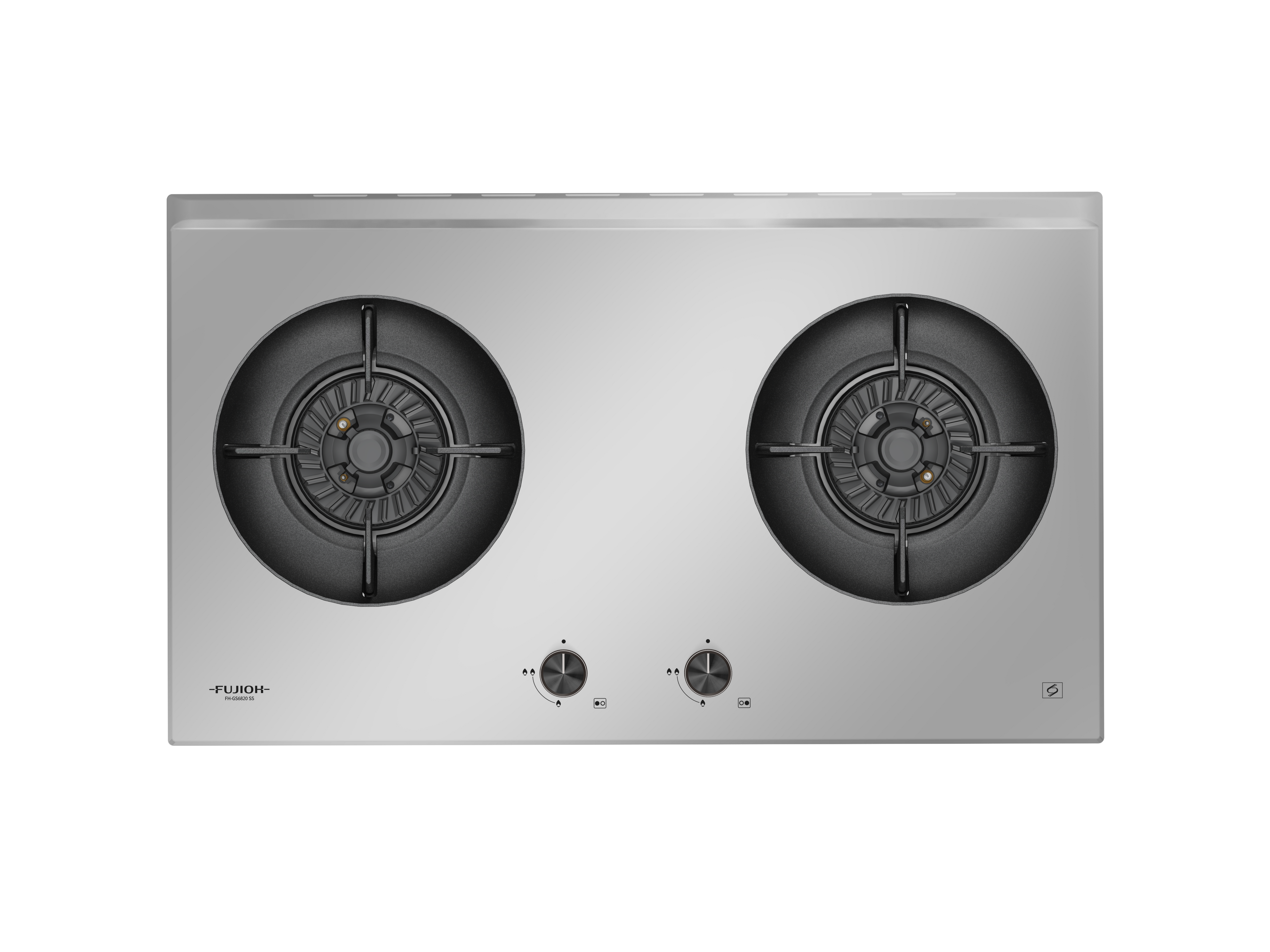 Fujioh FH-GS6820 SS two-burner gas hob in stainless steel, 780 mm wide