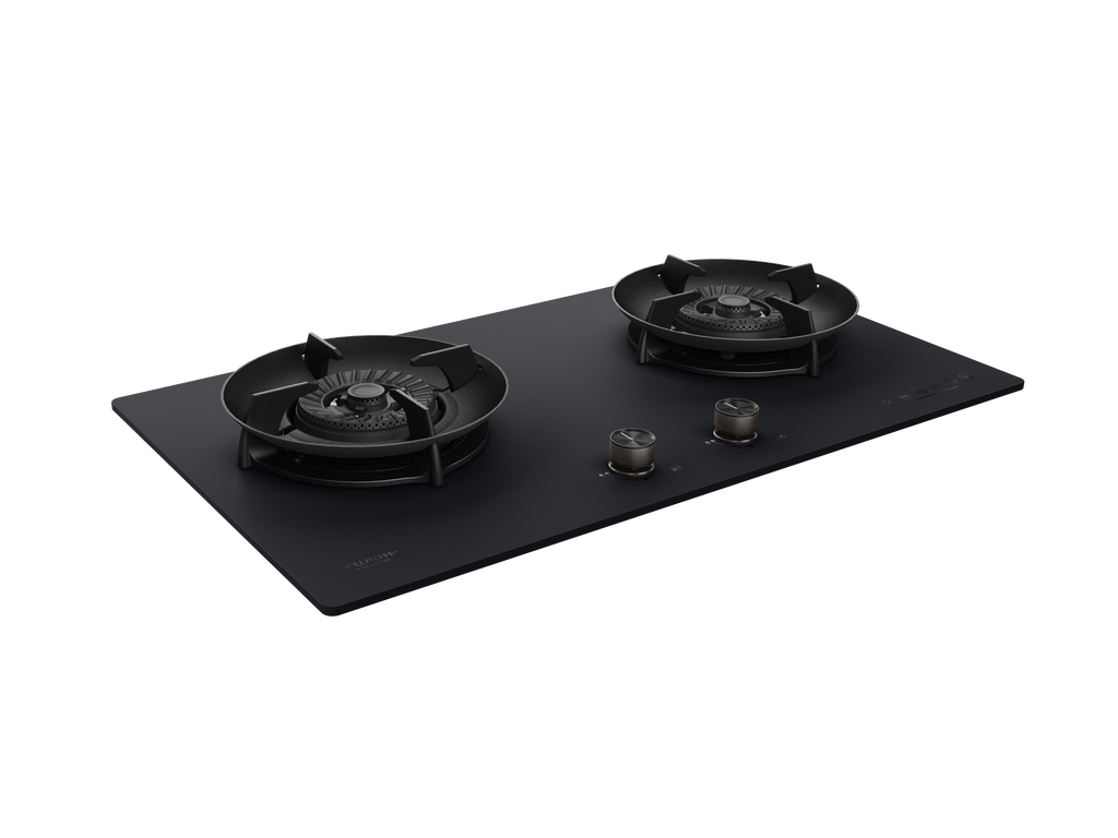 Fujioh FH-GS6820 two-burner gas hob in black glass, further view 3