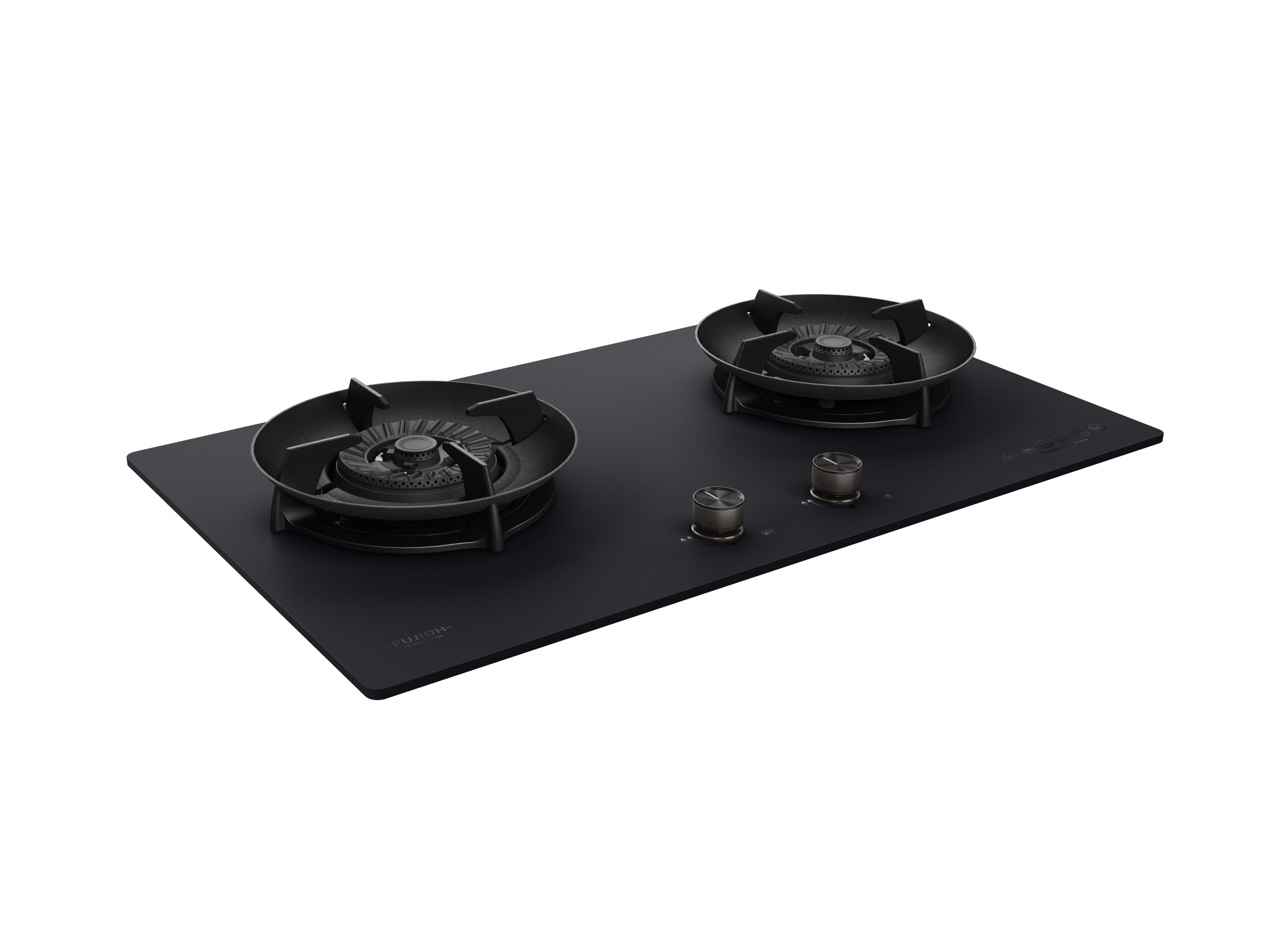 Fujioh FH-GS6820 two-burner gas hob in black glass, further view 3