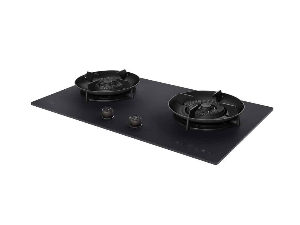 Fujioh FH-GS6820 two-burner gas hob in black glass, further view 5
