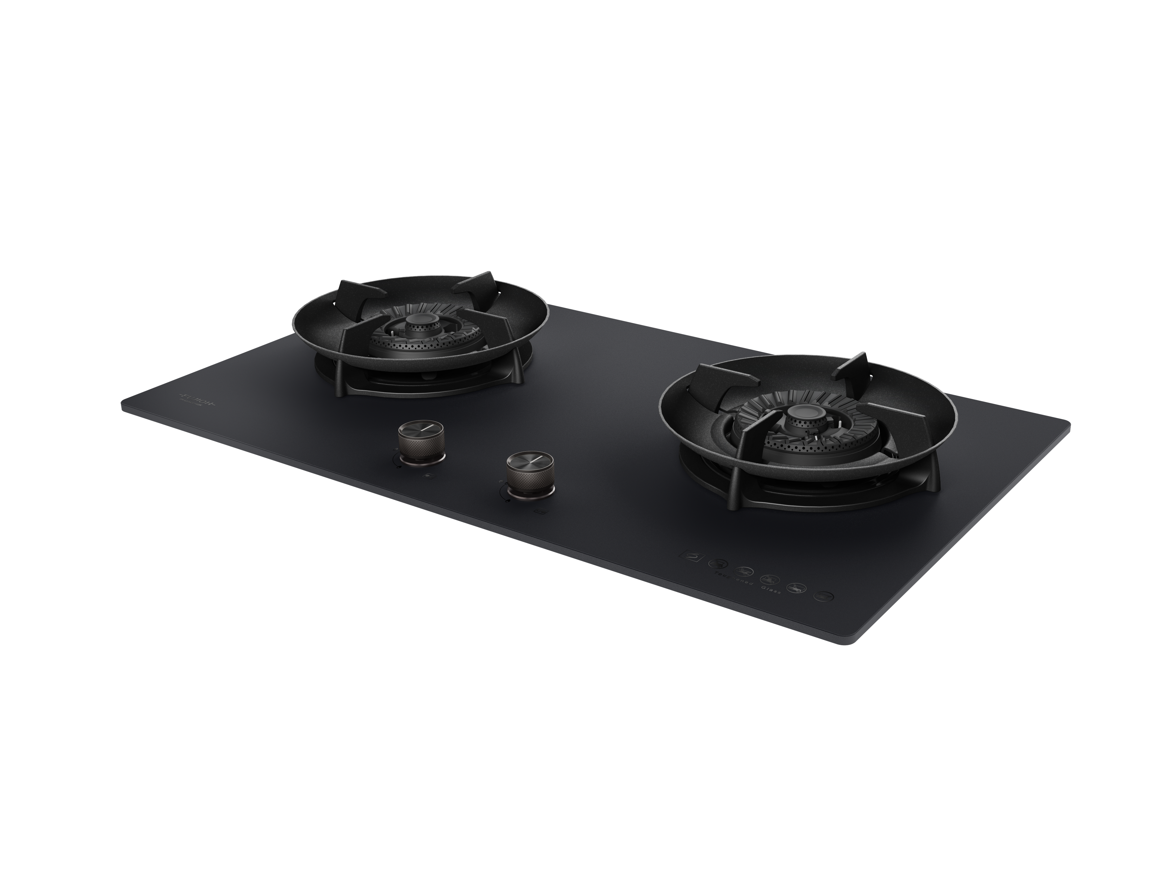 Fujioh FH-GS6820 two-burner gas hob in black glass, further view 5