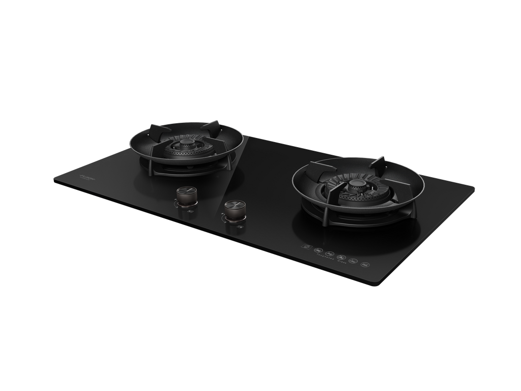 Fujioh FH-GS6820 two-burner gas hob in black glass, further view 6