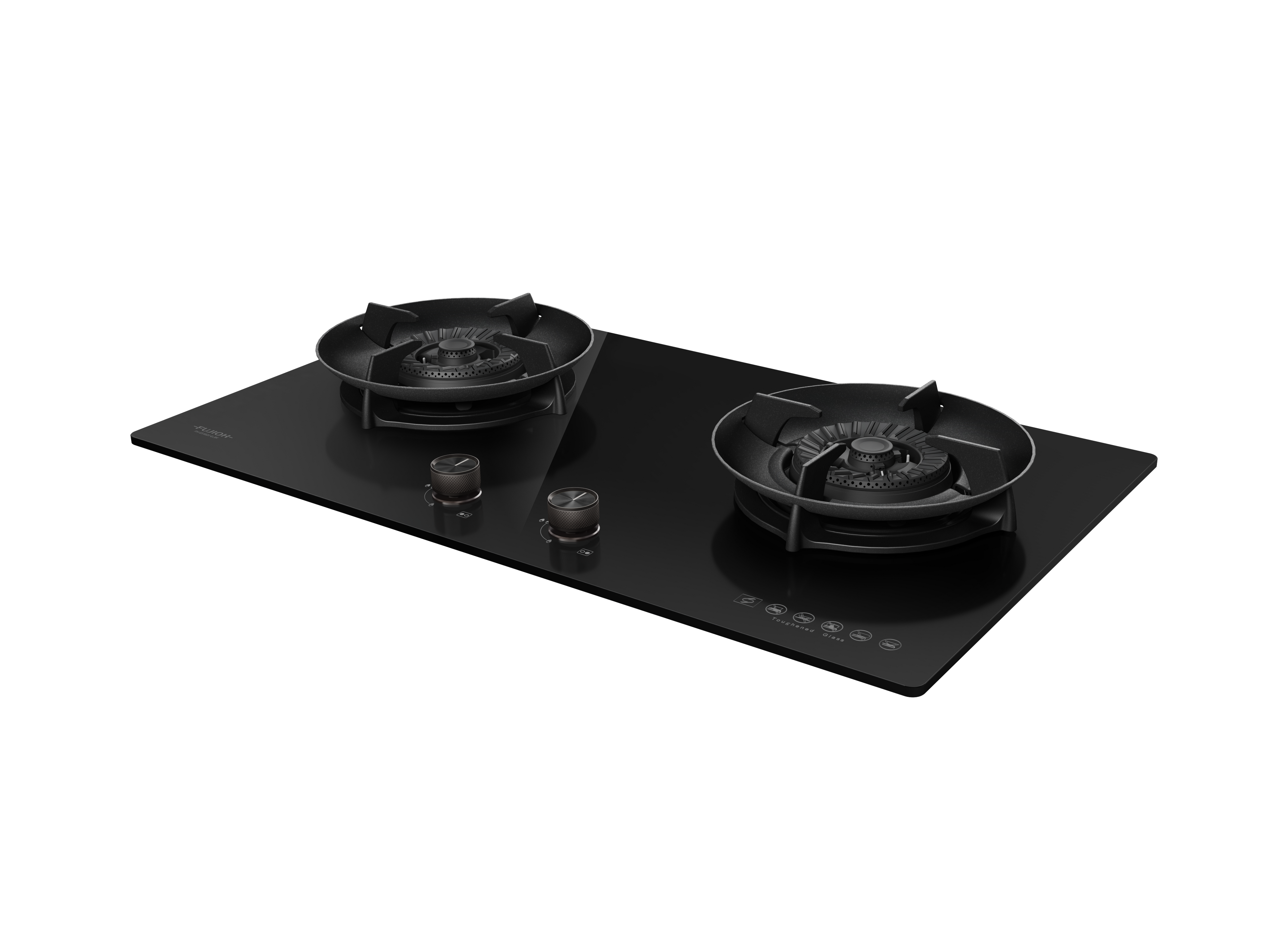 Fujioh FH-GS6820 two-burner gas hob in black glass, further view 6