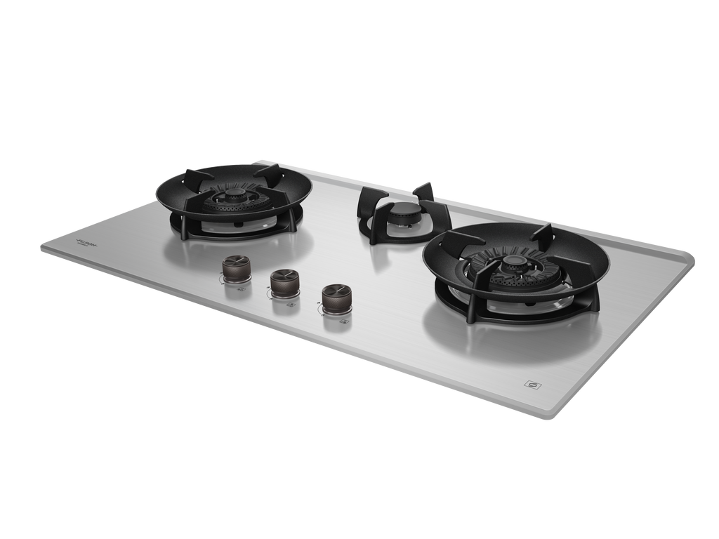 Fujioh FH-GS6830 SS three-burner gas hob in stainless steel, further view 3