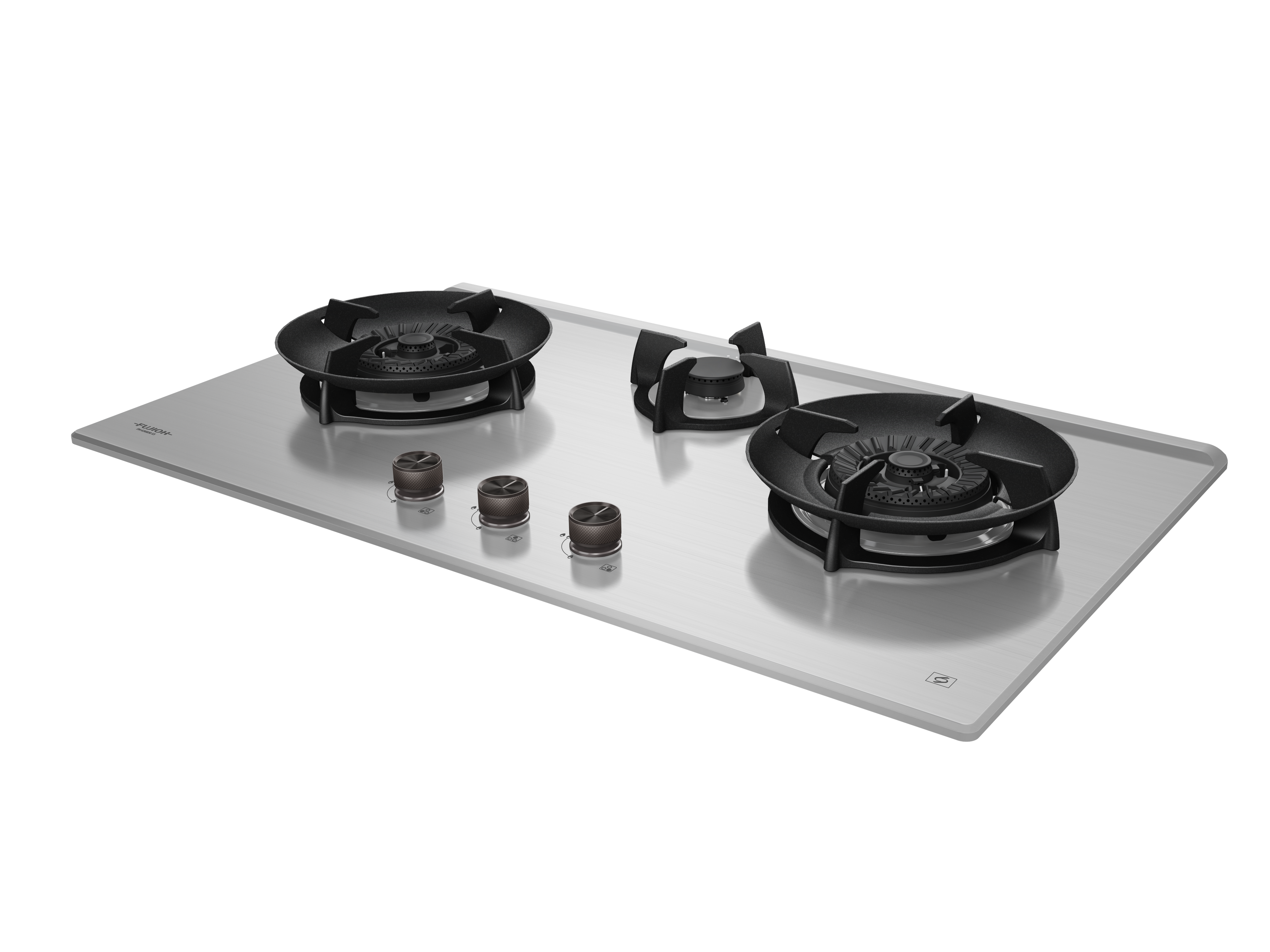 Fujioh FH-GS6830 SS three-burner gas hob in stainless steel, further view 3