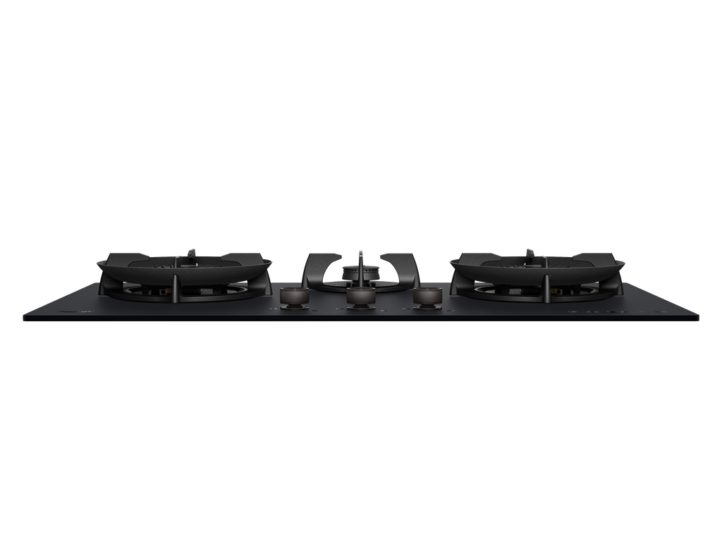 Fujioh FH-GS6830 three-burner gas hob in black glass, further view 4