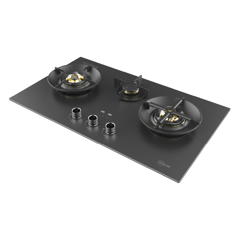 Mayer MMGH388HI three-zone glass gas hob, Town Gas, further view 4