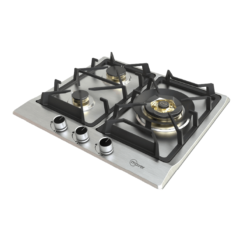Mayer MMSS360HI three-zone stainless steel gas hob, Town Gas, further view 2