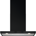 Electrolux ECT9633KB 90 cm 600 Series chimney extractor hood in black, front view with the touch control strip and lit aluminium mesh filters