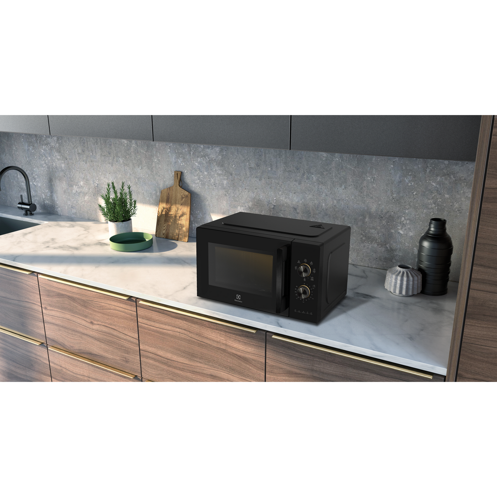 EMG23K22B 23L combination microwave oven on a marble kitchen countertop