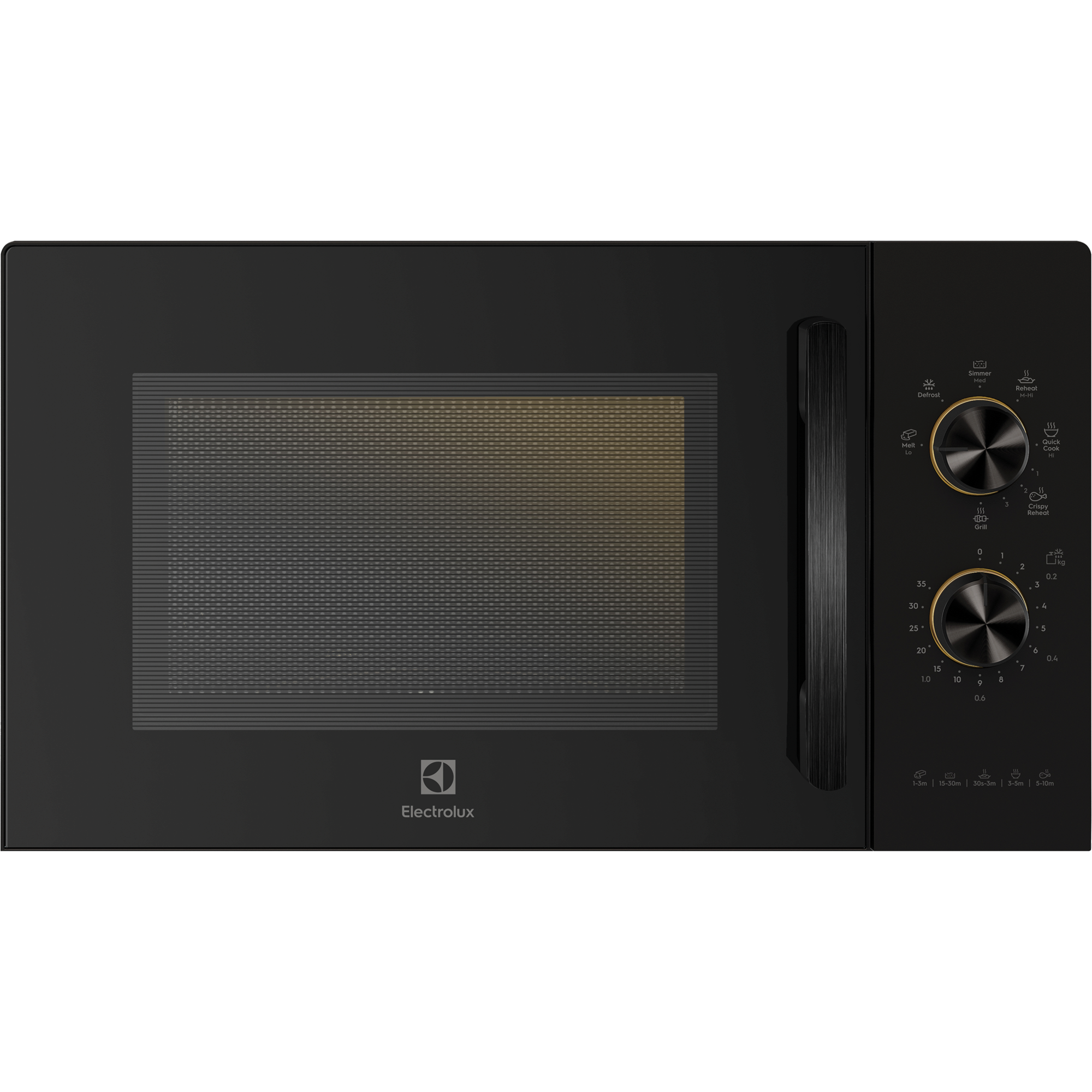 EMG23K22B 23L combination microwave oven, front view, door closed