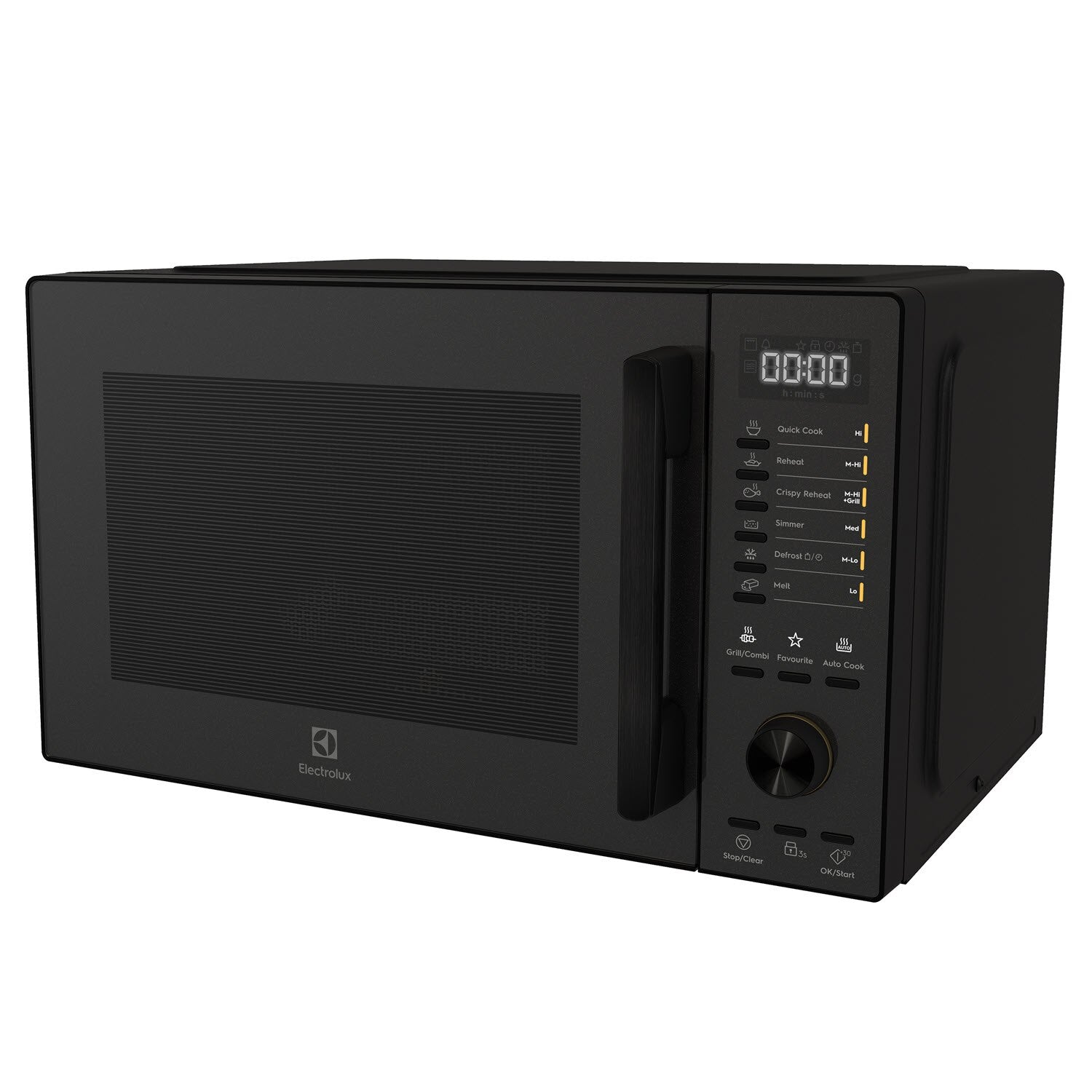 EMG25D22BM 25L combination microwave oven, angled right view