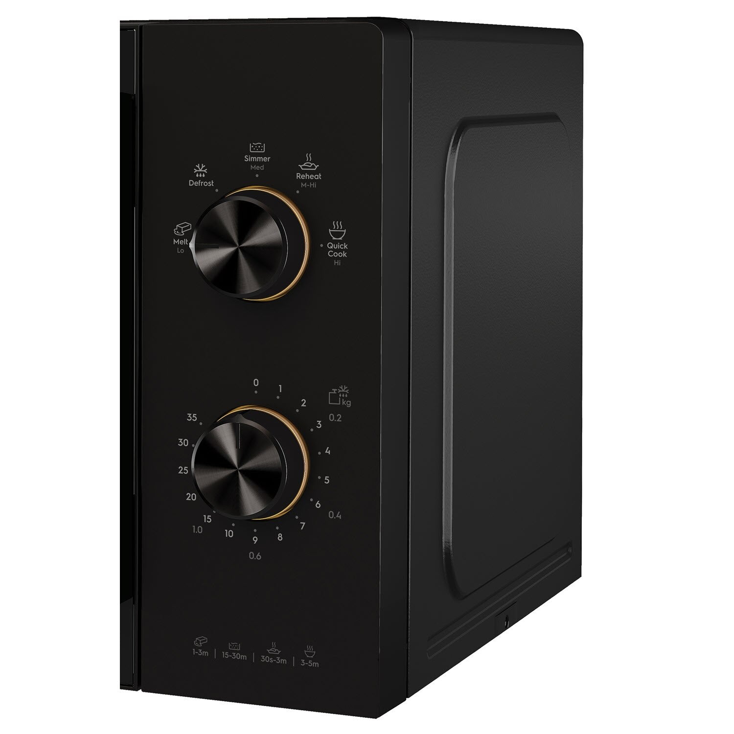 EMM20K22B 20L microwave oven, close-up of the two control dials