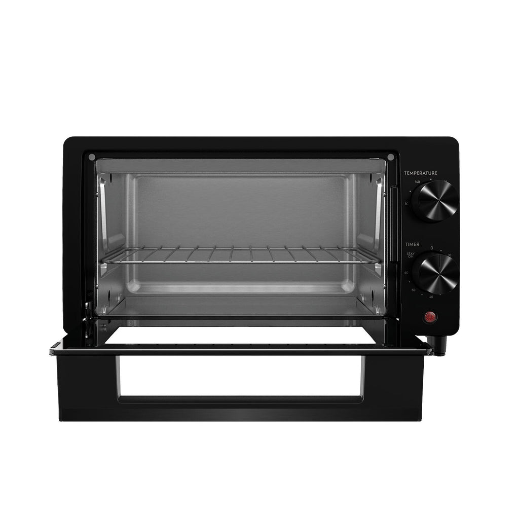 EOT0908X 9L UltimateTaste 300 electric oven, door open showing interior and wire rack