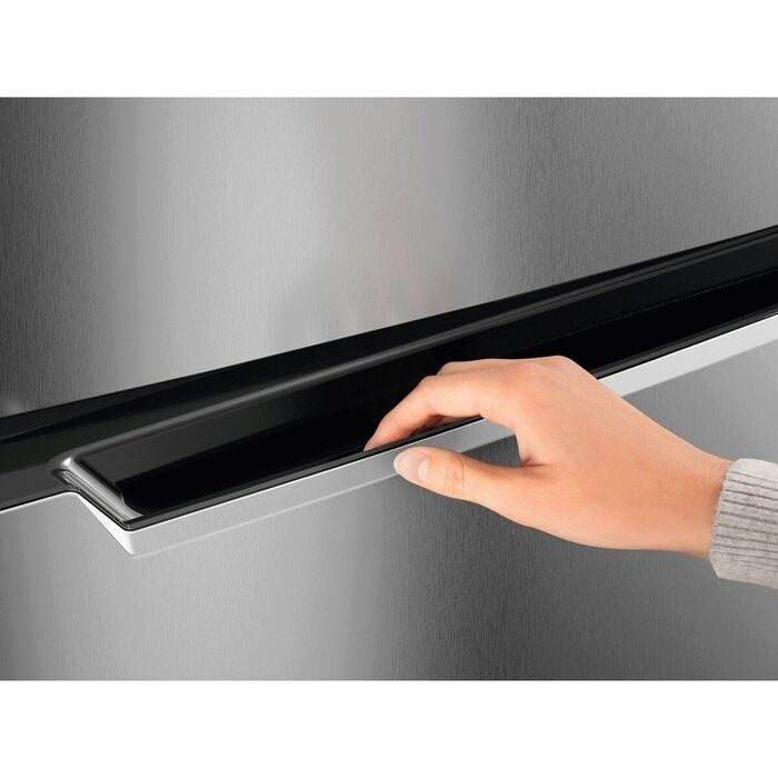ETM4200A-A refrigerator recessed door handle detail in Arctic Silver finish