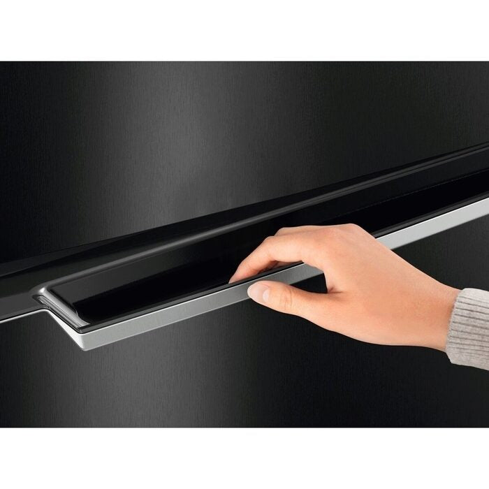 ETM4200A-B refrigerator recessed door handle detail in Black finish