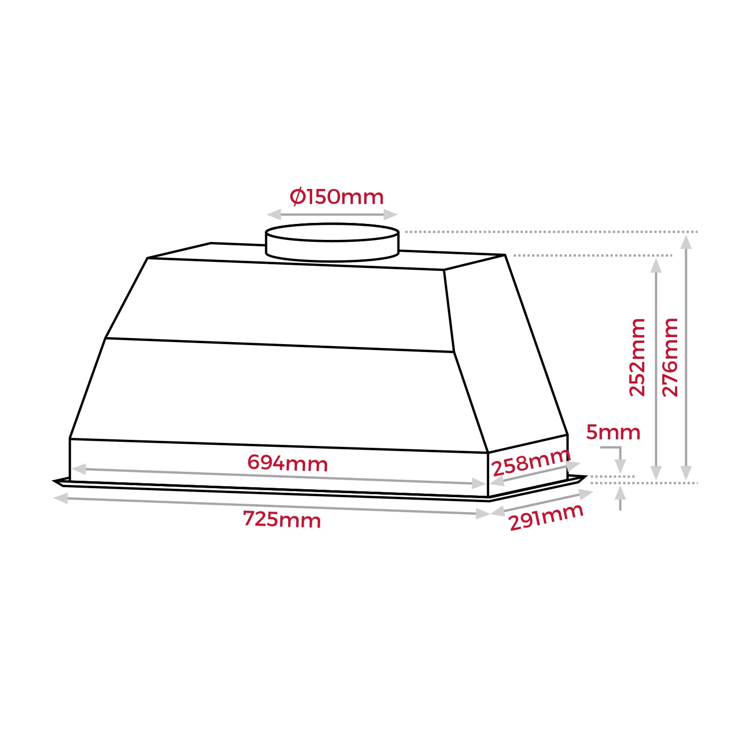 Teka GFX 72 built-in cooker hood in stainless steel, further view 4
