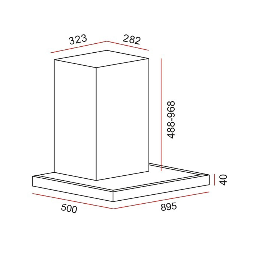DSI 90 AD Black 90cm chimney hood with touch-free control and