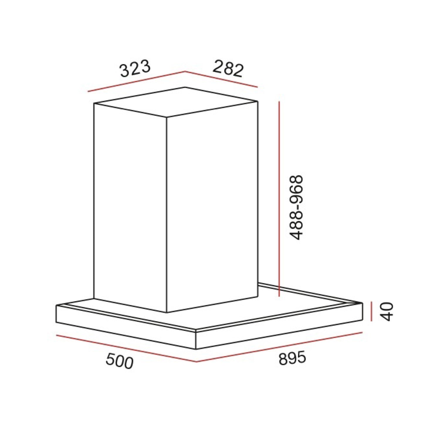 DSI 90 AD Black 90cm chimney hood with touch-free control and
