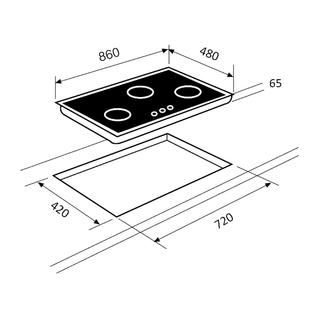 Teka GK LUX 86.1 3G three-burner gas-on-glass hob, further view 6