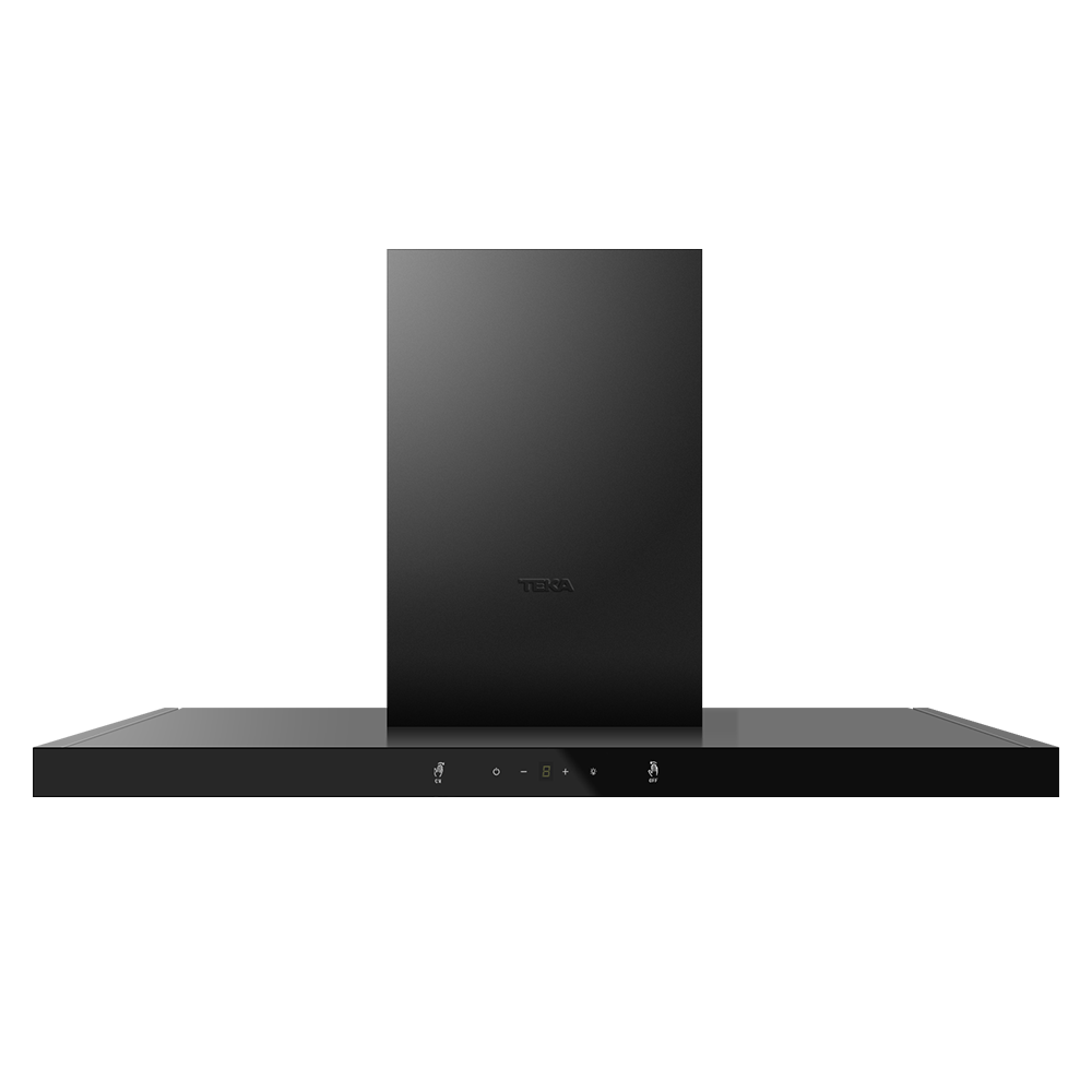 DSI 90 AD Black 90cm chimney hood with touch-free control and