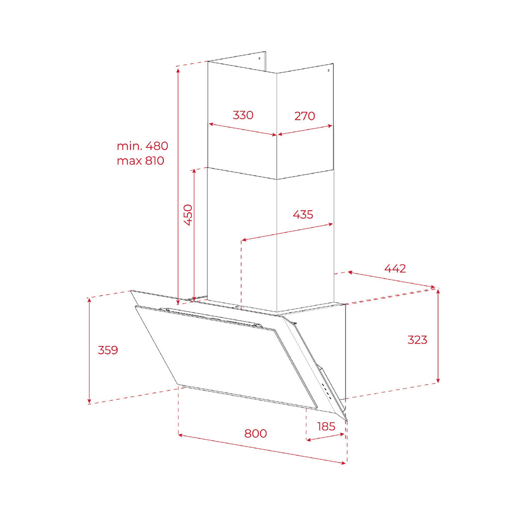 DVI 88-G1 EOS BM Infinity G1 80cm vertical decorative chimney hood with