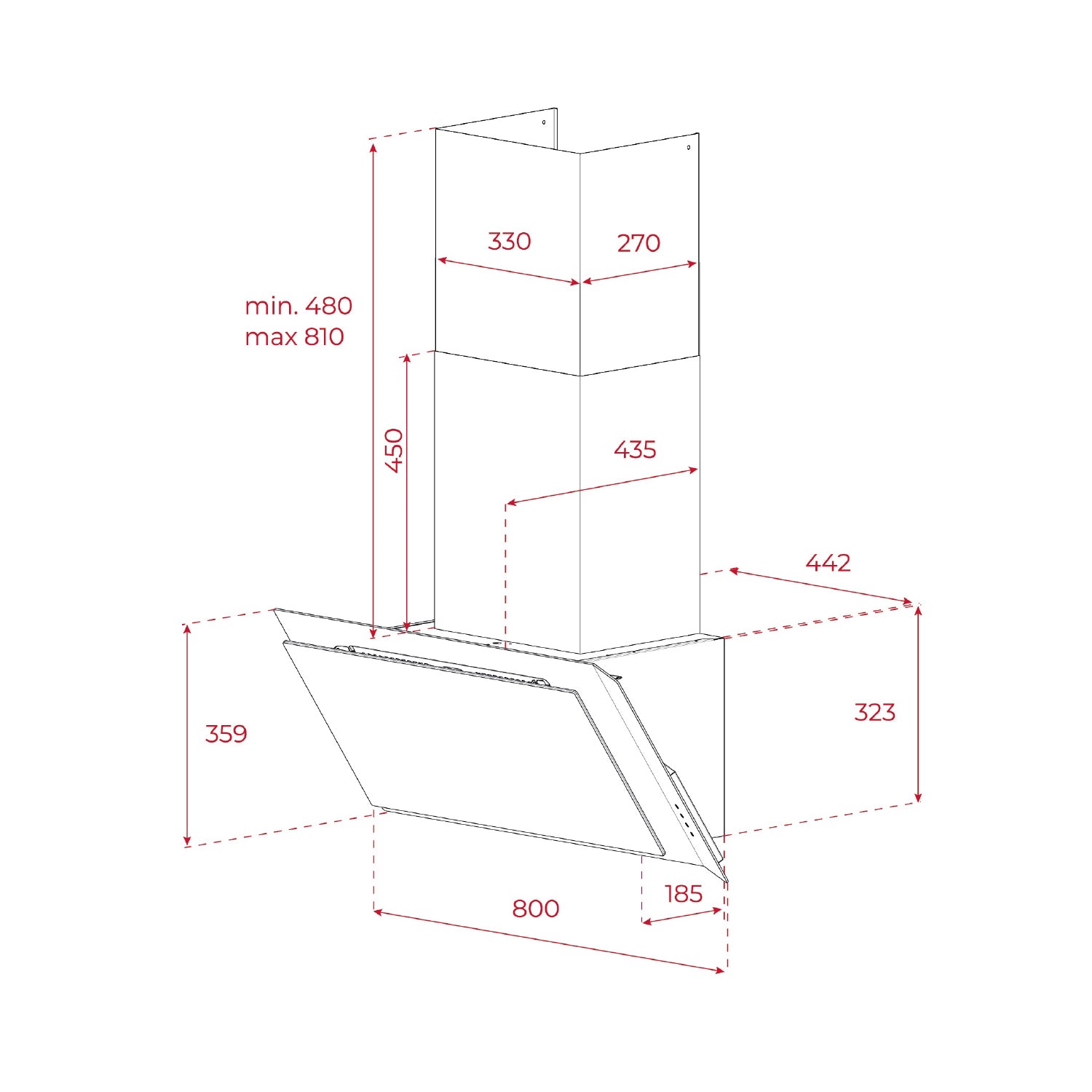 DVI 88-G1 EOS BM Infinity G1 80cm vertical decorative chimney hood with