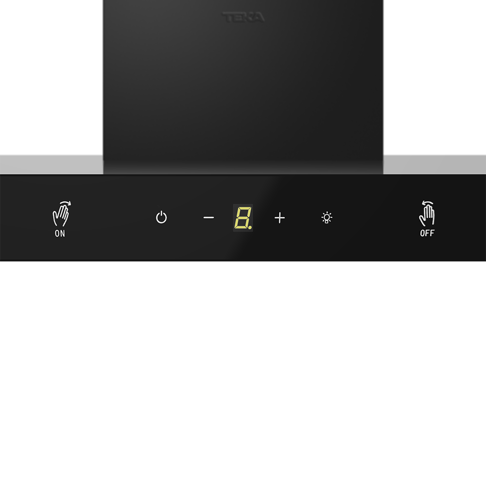 DSI 90 AD Black 90cm chimney hood with touch-free control and