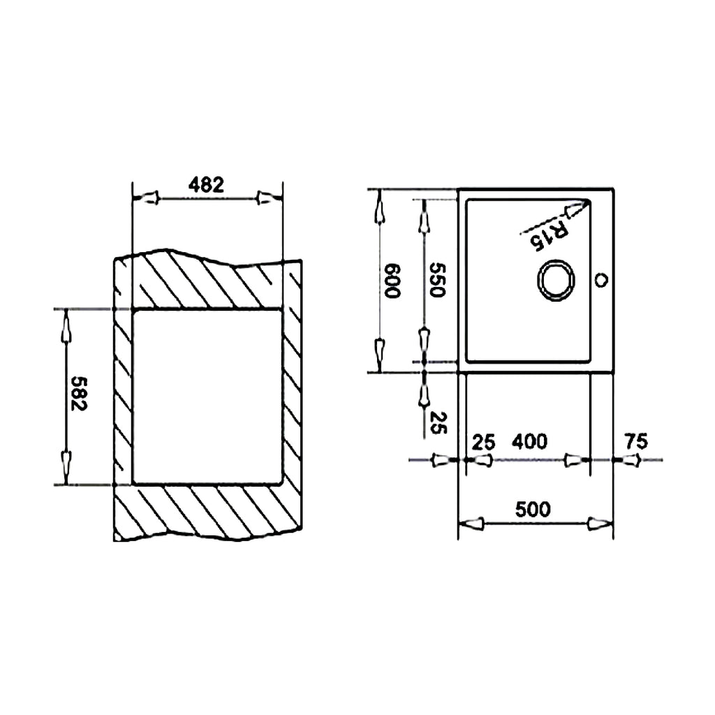 Teka INTRO 60 top mount single bowl stainless steel kitchen sink, further view 3