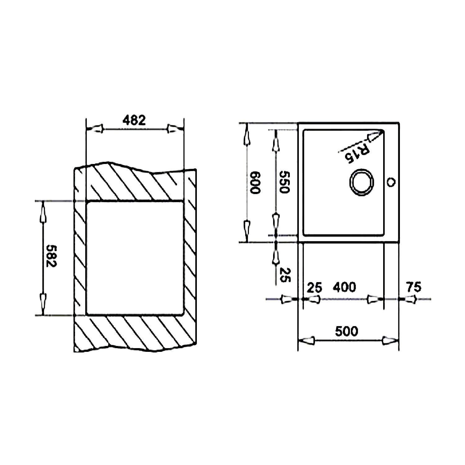 Teka INTRO 60 top mount single bowl stainless steel kitchen sink, further view 3