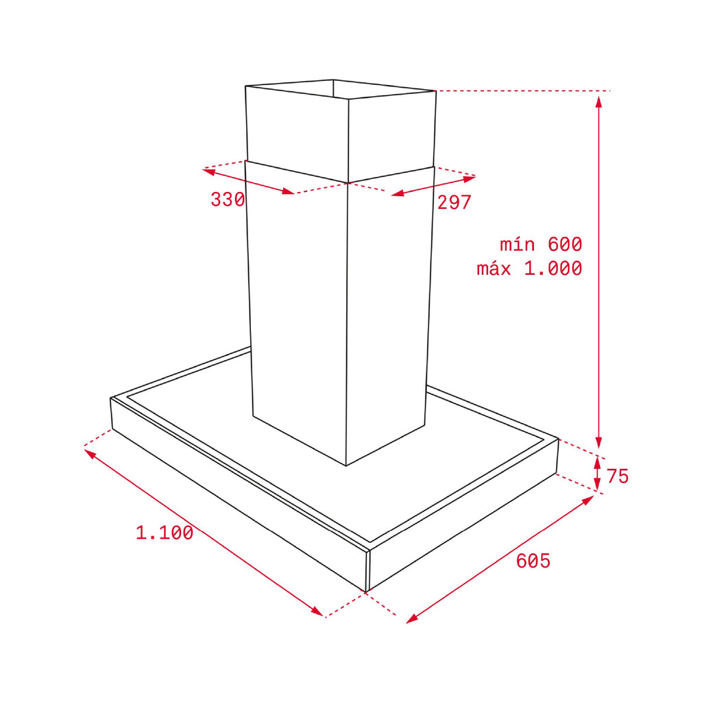 Teka DPL 1185 ISLA island chimney cooker hood, further view 6